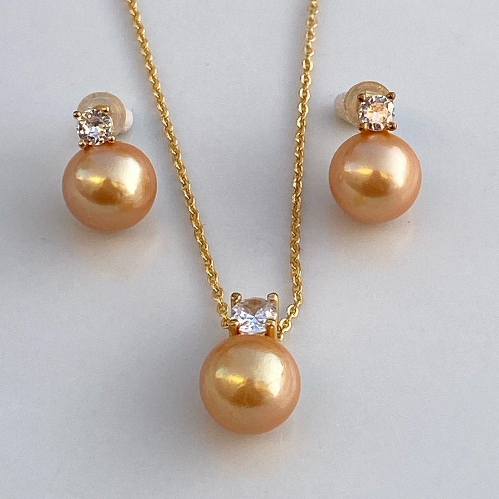 Gold South Sea s925 Sterling Silver 3 set - Picture 1 of 4